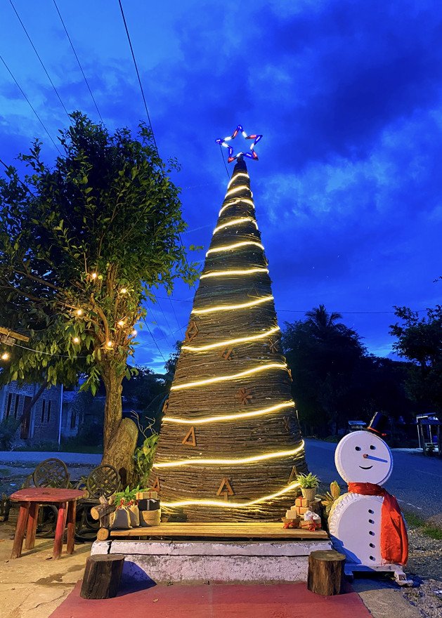 Kreatif & Perdana, Pemuda Letmafo Membuat Pohon Natal Terbesar Berbahan Akar Beringin